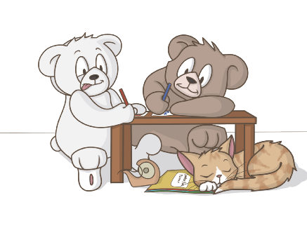 Teddy Bears making a Christmas list for Santa Claus